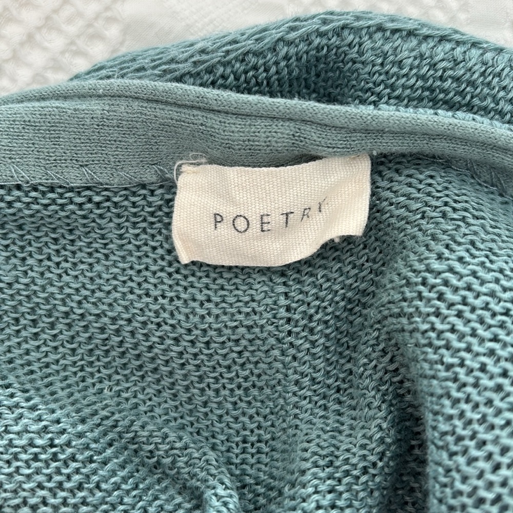 Poetry Teal Sleeveless Linen Sweater, US 12, 💗EUC - Picture 5 of 6